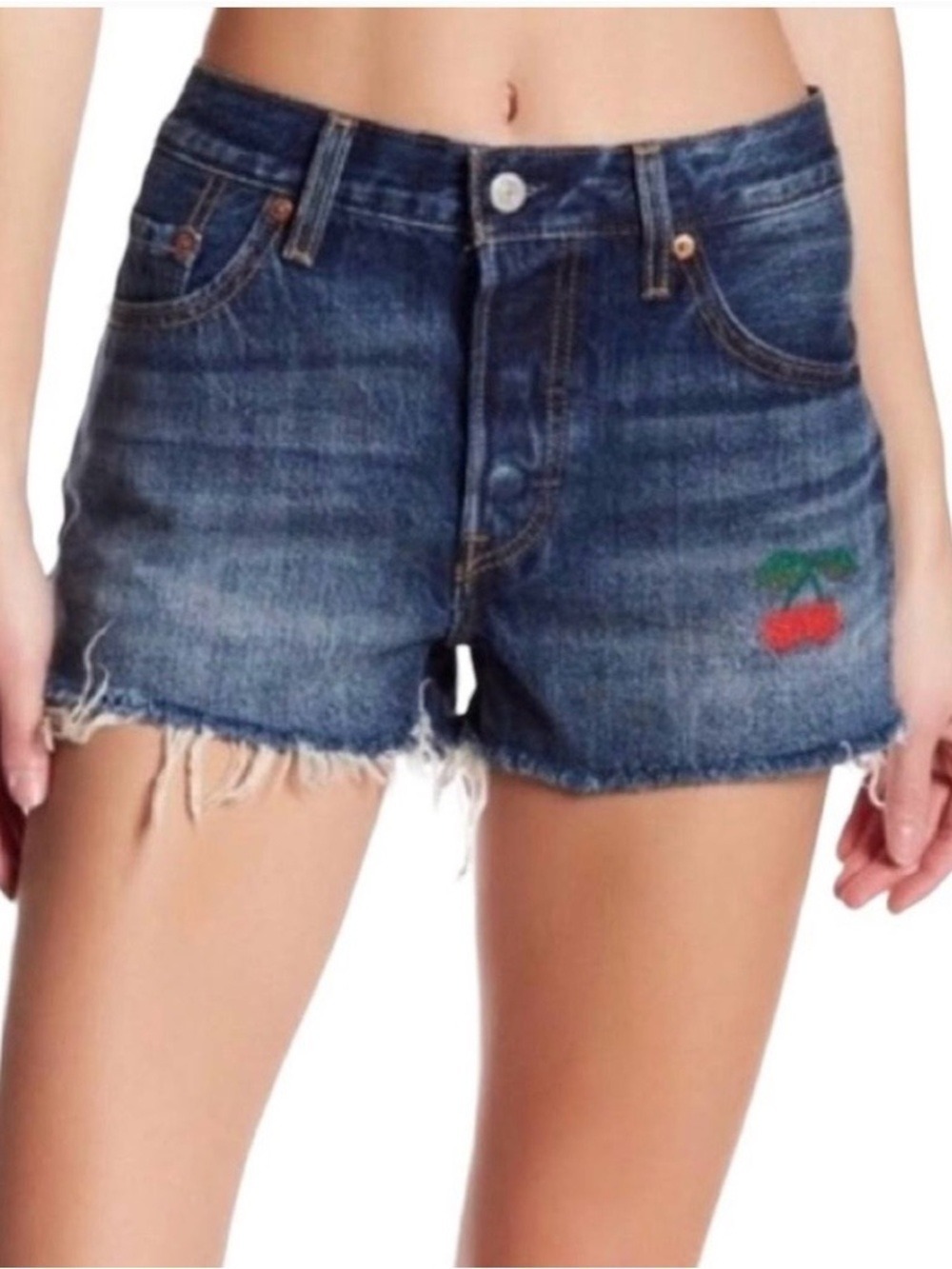 Levi’s 501 Cutoff Shorts Women’s Size 29 Cherry Embroidered Button Fly